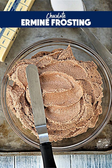 Chocolate Ermine Frosting Recipes, Cake With Ermine Frosting, Chocolate Ermine Buttercream, Ermine Frosting Flavors, Old Fashioned Ermine Frosting, Ermine Frosting Recipes, Chocolate Ermine Frosting, Boiled Milk Frosting, Greek Yogurt Cupcakes