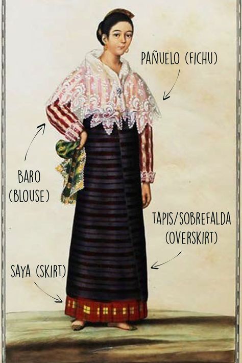 The traditional elements of a Filipina woman's attire and how it has evolved Traditional Filipina Outfit, Filipina Traditional Clothes, Phillipines Traditional Dress, Philipino Traditional Clothing, Baro't Saya Traditional, Filipina Dress Traditional, Philippines Culture Traditional Dresses, Barot Saya Traditional Dresses, Filipino Fashion Traditional