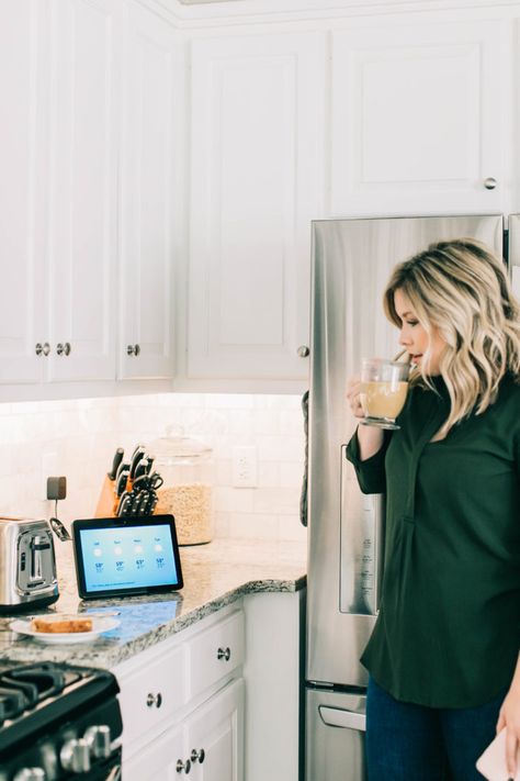 Click the image to read about how Alexa via the @amazon Echo Show helps our morning go smoothly. #ad #AskAlexa https://amzn.to/2U06aBp Alexa Show In Kitchen, The Small Things Blog, Alexa Home, Amazon Echo Show, Small Things Blog, Home Assistant, Echo Show, Alexa Echo, The Small Things