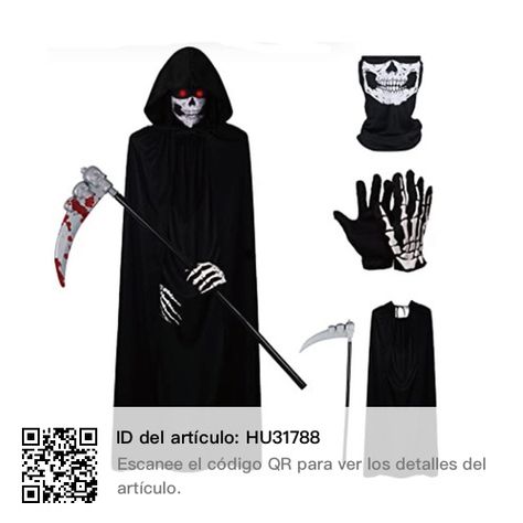 Reaper Halloween Costume, Grim Reaper Costume, Reaper Costume, Halloween Costume Props, Costum Elegant, Black Cloak, Skeleton Costume, Skull Scarf