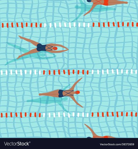 Swimmer Art Illustration, Swimming Animation, Swimming Pool Illustration, Swim Illustration, Track Women, Swimming Illustration, Pool Pattern, Breaststroke Swimming, Swim Design