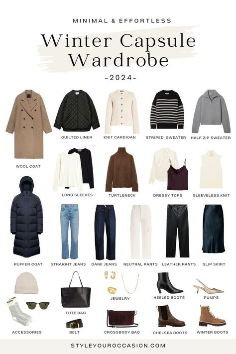 If you are looking for women’s winter outfit inspiration, my winter capsule wardrobe for the 2024/2025 winter season is your answer! This elevated, effortless, neutral capsule wardrobe for winter includes winter work outfits, chic winter outfits, and cozy winter outfits for women. Find the perfect warm and classic winter wardrobe essentials to feel comfy, chic, and classy all winter. Old money winter outfits cold women, Outfits winter 2024 women, winter outfits capsule wardrobe