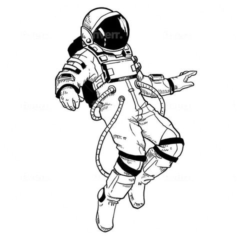 Tattoo Astronaut, Draw Portrait, Outer Space Art, Astronaut Tattoo, Space Drawings, Chicano Art Tattoos, Flash Tattoo Designs, Astronaut Art, Floral Tattoo Sleeve