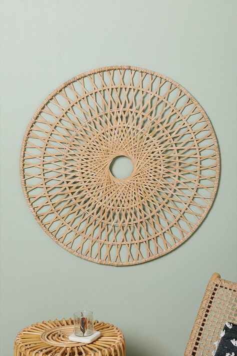 Rattan Wall Decor, Unique Office Decor, Cream Furniture, Rattan Wall, Modern Office Decor, Curved Furniture, Bamboo Structure, Live Beautiful, Wooden Console Table