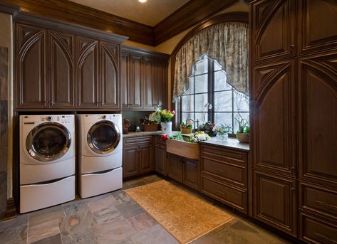 Gothic Castle in the Blue Ridge Mountains - Traditional - Laundry Room - Charlotte - by Dianne Davant and Associates | Houzz Victorian Laundry Room, Victorian Laundry, Bloxburg Victorian House, Washer Dryer Laundry Room, Traditional Laundry Room, House Laundry Room, Gothic Castle, Goth Home, Goth Home Decor