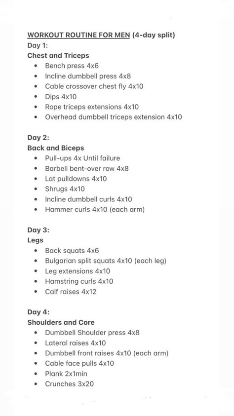 Gym Split Schedule Men, Best Gym Workout Plan For Men, Best Gym Program, Men Workout Split, Gym Workouts Routine For Men, Best Split Workout, Best Gym Split, Best Workout Plan For Men, Week Routine Workout