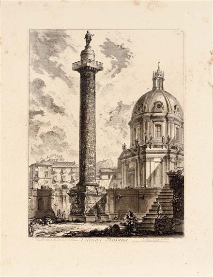 Artwork by Giovanni Battista Piranesi, MOGLIANO 1720 - 1778 ROME A VIEW OF TRAJAN'S COLUMN WITH SEVERAL FIGURES IN THE FOREGROUND Trajans Column, Column Drawing, Giovanni Battista Piranesi, Trajan's Column, Roman Architecture, Italian Artist, Ancient Rome, Rembrandt, Rome Italy