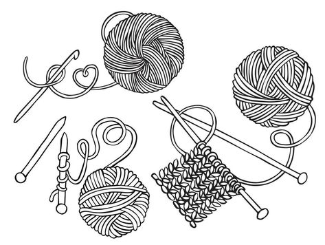 Crochet Clipart, Crochet Tattoo, Hook Crochet, Wool Knitting, A Hook, Knitting Needles, Crochet Hooks, Needlework, Vector Art