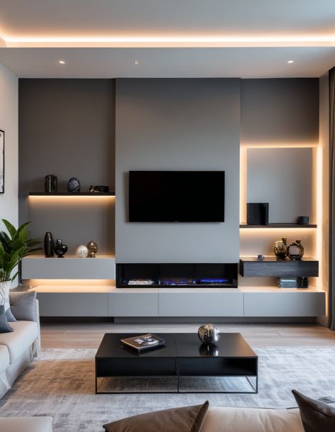 47 Living Room TV Wall Ideas To Transform Your Space In Style Apartment Decorating On A Budget, Tv Wall Design, Living Room Tv Wall, Creative Living, Contemporary Aesthetic, Wall Ideas, Living Room Tv, Small Living Rooms, Tv Wall