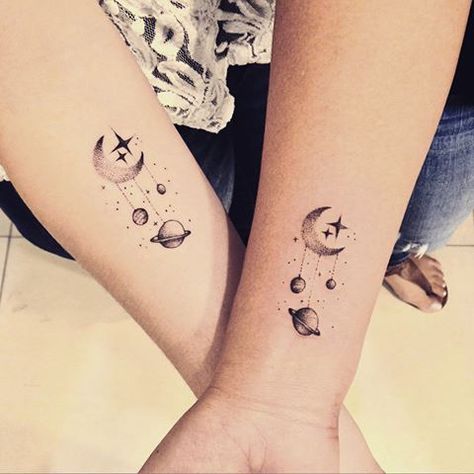 Stars Tattoo, Planet Tattoos, Inspiration Tattoos, Bff Tattoos, Парные Тату, Friendship Tattoos, Hand Tattoos For Women, Small Tattoo Designs, Tattoos For Daughters