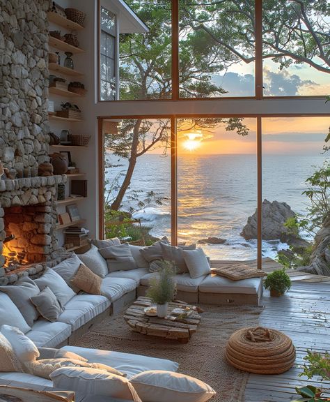 Modern House Aesthetic Living Room, Beach Bedrooms Coastal Style, Coastal House Aesthetic, Beach Home Aesthetic, Dream Life House, Beach House Interior, Dream House Rooms, Mediterranean Homes, Dream Living