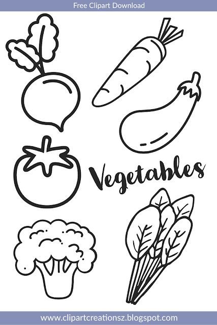 Vegetables Images Food Glorious Food, Vegetable Coloring Pages, Burgers And Fries, Garden Coloring Pages, Kids Vegetables, Food Coloring Pages, Leafy Vegetables, Burger And Fries, Outline Drawings