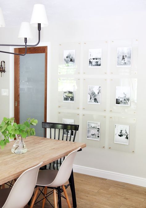 3 stylish ways to display family photos! Learn how to create a grid style gallery wall, an oversized print display, and an eclectic gallery wall! Dining Room Gallery Wall, Family Gallery Wall, Gallery Wall Ideas, Scandinavian Dining Room, Family Photo Wall, Eclectic Gallery Wall, Minimalist Dining Room, Scandinavian Dining, Modern Gallery Wall