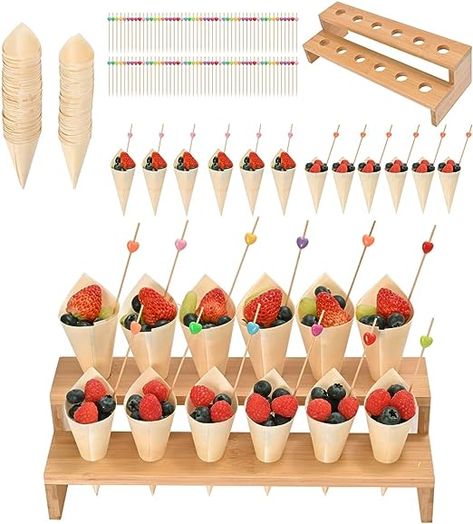 Amazon.com: WILLOWDALE 100 Pieces Disposable Wood Ice Cream Cone Holder Stand Vintage Wooden Food Cones Display Stand with 12 Holes Hand Roll Sushi Popcorn Stand for Charcuterie Restaurants Catered Events Party Buffets Wedding Decoration : Industrial & Scientific Charcuterie Cone Holder Diy, Charcuterie Cone Wall, Waffle Cone Holder Diy, Charcuterie Cones Wedding, Charcuterie Restaurant, Wedding Decor Industrial, Wooden Food Display Stands, Food Cones, Ice Cream Cone Holder