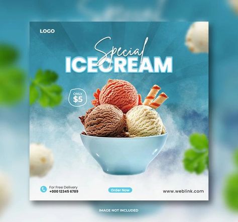 Ice Cream Social Media, Ice Cream Template, Post Banner Design, Cake Poster, Fast Food Advertising, Ice Cream Background, Restaurant Flyers, Product Flyer, Ice Cream Poster