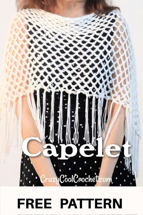 Crochet Capelet Free Pattern, Cape Pattern Free, Caplet Pattern, Crochet Capelet Pattern, Crochet Caplet, Capelet Pattern, Crochet Bolero Pattern, Cool Crochet, Crochet Chain Stitch