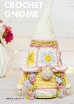 CROCHET GNOME- GRANNY SQUARE CONE GNOME Superman Crochet Pattern, Crochet Patterns Granny Square, Flower Gnome, Gnome Amigurumi, Mini Dragon, Pink Monkeys, Butterfly Costume, Monkey Pattern, Bear Costume