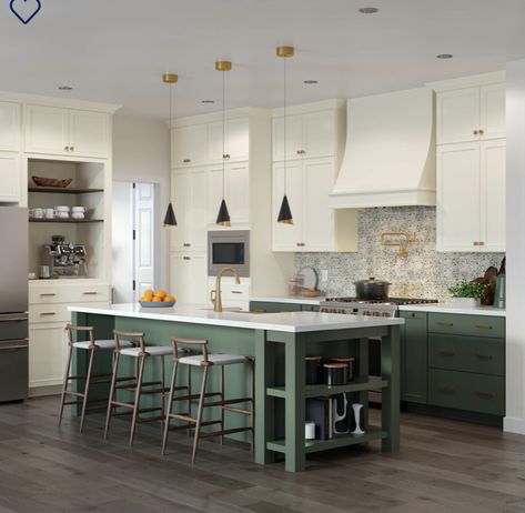 Green Lower Cabinets White Upper, Two Color Kitchen Cabinets, Cabinet Samples, Cabinetry Kitchen, Kitchen Cabinet Samples, Maple Kitchen Cabinets, Maple Kitchen, Green Kitchen Cabinets, Green Cabinets