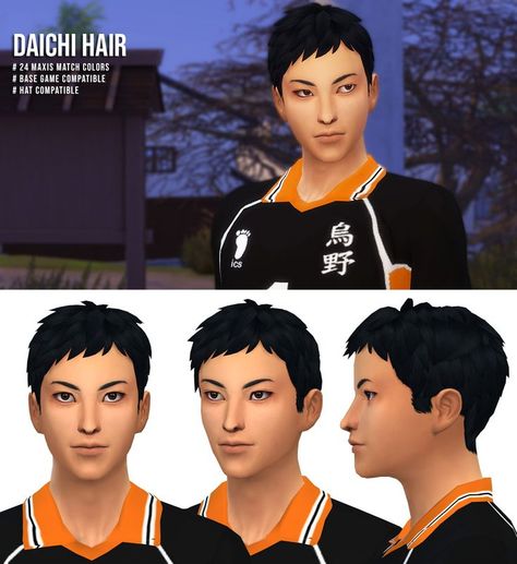 Daichi Sawamura sims 4 haikyuu cc hair Daichi Sawamura, Sims 4 Anime, Sims 4 Dresses, Sims 4 Collections, Sims Hair, Sims 4 Cas, Sims 4 Game, Sims 4 Cc Finds, Sims 4 Clothing