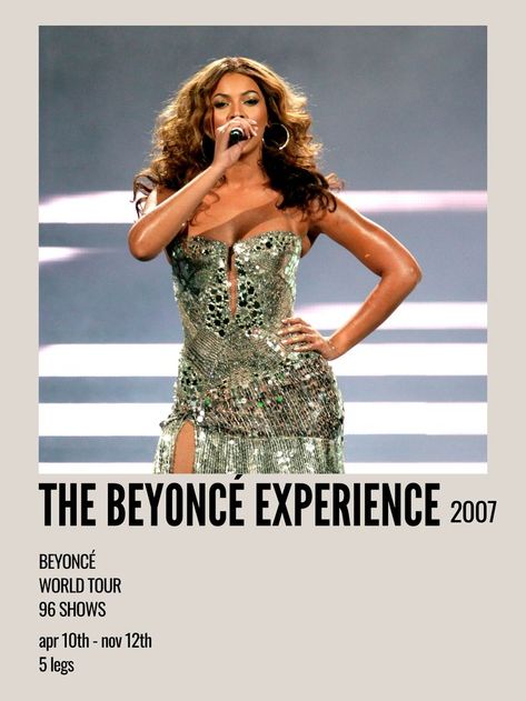 minimal aesthetic polaroid concert world tour poster for beyoncé's the beyonce experience tour 2007 The Beyonce Experience, World Tour Poster, Aesthetic Polaroid, Tour Poster, Sweet Escape, Tour Posters, Minimal Aesthetic, World Tour, Beyonce