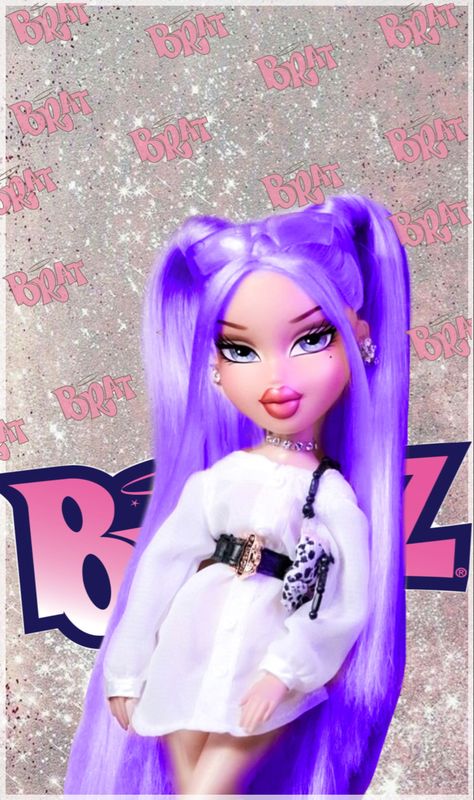 Fondo bratz Bratz Purple, Wearing Purple, Doll Aesthetic, Bratz Doll, Iphone Wallpapers, Purple Hair, Lilac, Jade, Dolls