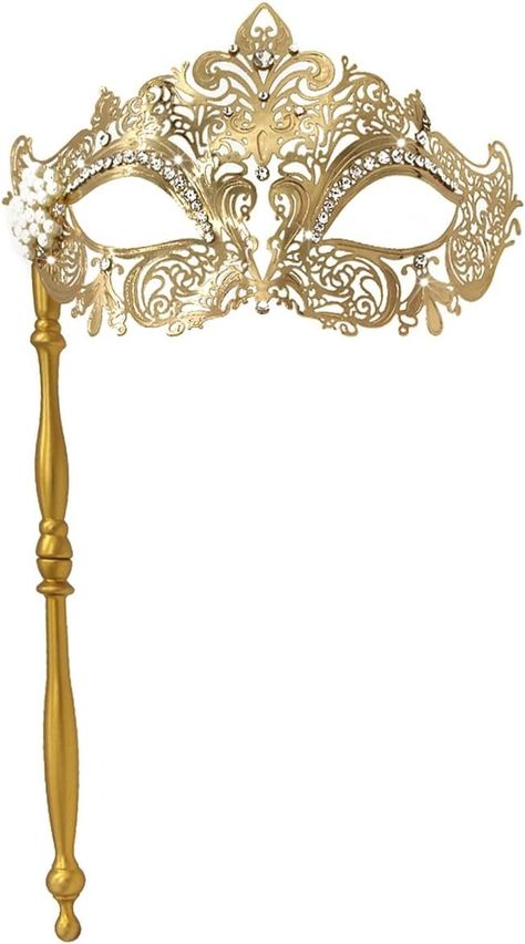 Amazon.com: WILOVCOS Venetian Masks for Womens,Masquerade Mask with Stick,Mardi Gras Cosplay Party Mask (G-gold) : Clothing, Shoes & Jewelry Masquerade Mask With Stick, Gold Clothing, Party Mask, Venetian Masks, Masquerade Mask, Mask Party, Mardi Gras, Shoes Jewelry, Shoe Jewelry