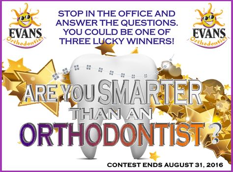 Are you Smarter than an Orthodontist -- contest poster Orthodontic Contests, Ortho Marketing, Dental Office Marketing, Orthodontics Marketing, Orthodontist Office, Ortho Office, Office Marketing, Work Games, Orthodontic Office