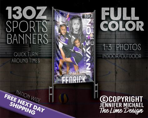 Sports Banners, High School Homecoming, Cheerleading Team, Sport Banner, Custom Banner, Cheer Dance, Bright Background, Senior Night, Banner Sizes