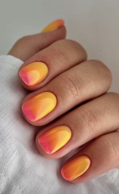 Gradation Nails, Sunset Nails, May Nails, Happy Nails, Classy Acrylic Nails, Cute Gel Nails, Vacation Nails, Shellac Nails, Short Acrylic Nails Designs