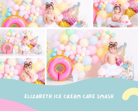 Cake Smash Ballons Photoshoot first birthday Ballons Photoshoot, Photoshoot First Birthday, Cream Balloons, Ice Cream Balloons, Cake Smash Photoshoot, Smash Photoshoot, Balloons Cake, Smash Cake Photoshoot, Balloon Cake