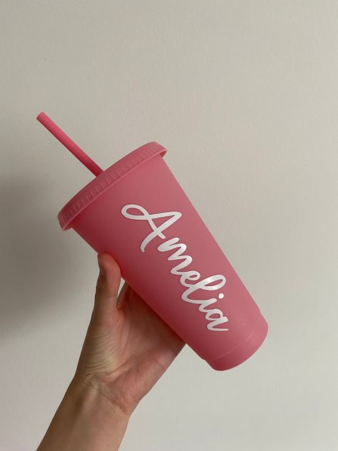 Custom Plastic Tumbler Cup ~ 24oz / 710ml Pink Cup With Lid and Straw, Personalised With Name In White ~ Perfect Gift Idea Can be used for any occasion and can be the perfect gift to give someone a personalised cup.  Handwash only, not dishwasher friendly. Small Business Instagram, Cup With Lid And Straw, Business Instagram, Pink Cups, Plastic Tumblers, Cup With Lid, Personalized Cups, Instagram Business, Tumbler Cups