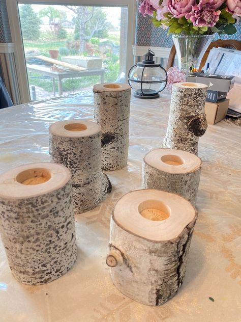 Aspen Candle Holder Aspen Wood Aspen Tree Aspen Tree Deco | Etsy Aspen Tree Decor, Aspen Tree Wedding, Colorado Decor, Birch Wood Crafts, Branch Centerpieces Wedding, Three Candle Holder, Decor For Table, Comfy Decor, Battery Powered Candles