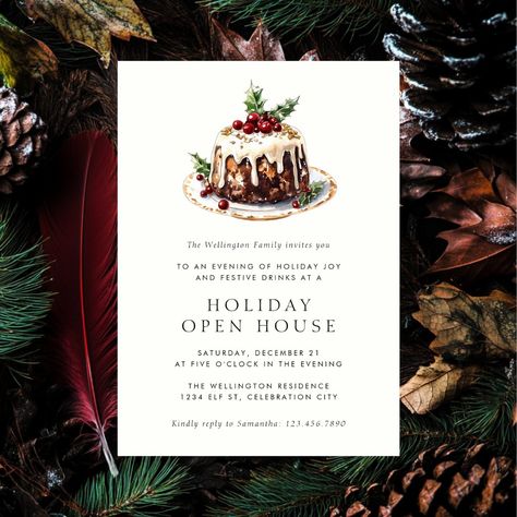 Holiday Open House Festive Elegant Christmas Party Invitation Elegant Christmas Party Invitations, Christmas Open House Invitations, Elegant Christmas Party, Open House Parties, Holiday Open House, Open House Invitation, Christmas Address Labels, Christmas Open House, Holiday Party Favors