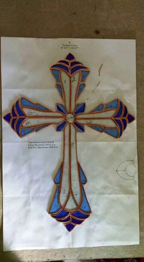 Glass Stencil, Stained Glass Cross, Diy Stained Glass Window, Stained Glass Studio, Glass Art Pictures, Glass Cross, Making Stained Glass, Stained Glass Birds, Custom Stained Glass