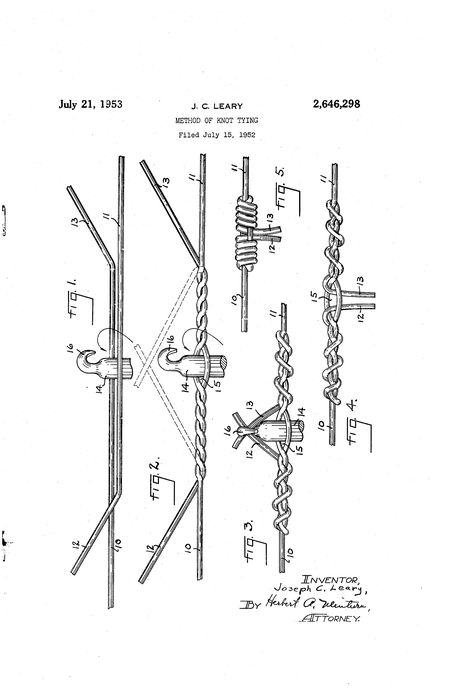 US2646298A - Method of knot tying - Google Patents Rope Access Technician, Macrame Rope Size, Jakob Rope Systems, Self Tie Rope Harness, Splicing Rope, Rope Maker, Rope Making, Knot Tying, 2 Number