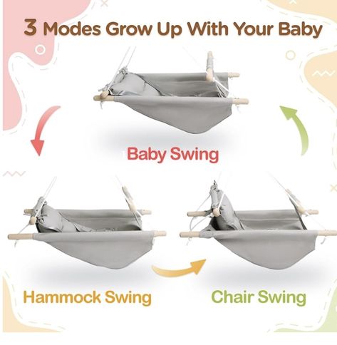 3-MODES GROW UP WITH YOUR BABY: You can make our baby nap swing change into “Baby Swing Mode” , “Baby Hammock Mode”, and “Toddler Chair Swing Mode” in 3 different modes by adjusting the rope knots. Multifunctional Baby hammock swing grow up with baby boys and girls 12+ to 48 months Baby Hammock, Indoor Hammock, Baby Nap, Baby Swing, Toddler Chair, Baby Cradle, Outdoor Canvas, Diy Toddler, Rope Knots