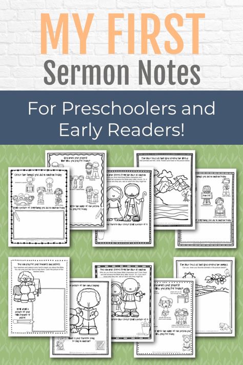 My First Sermon Notes for Preschoolers and Early Readers - Kids Bible Teacher Sermon On The Mount For Kids, Sermon Notes For Kids, Free Sermons, Children Church, Bible Activities For Kids, Bible Teacher, Kids Bible, Christian Crafts, Sermon Notes