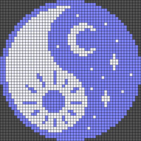 Minecraft Sun And Moon Build, Pixel Art Sun And Moon, Sun And Moon Pixel Art, Moon Crochet Tapestry, Yin Yang Alpha Pattern, Moon Alpha Pattern, Moon Phase Alpha Pattern, Planet Alpha Pattern, Celestial Alpha Pattern