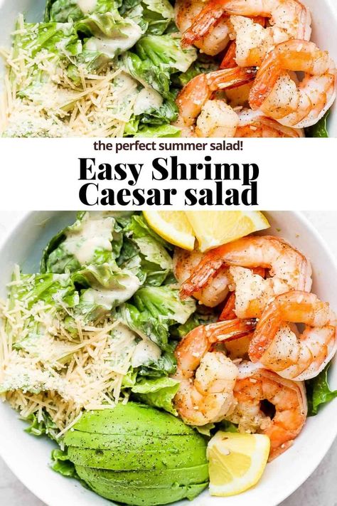 Caesar Shrimp Salad, Cesar Salad With Shrimp, Caesar Salad With Shrimp, Shrimp Ceased Salad, Shrimp Caesar Salad Recipes, Shrimp Ceasar Salad Recipes, Shrimp Ceasar, Shrimp Ceasar Salad, Easy Shrimp Salad