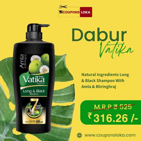 Dabur Vatika Long & Black Shampoo With Amla & Bhringhraja- 640ml Product Details: Brand: DABUR Item Form: Liquid Hair Type: All Scent: Amla & Bringhraj Special Feature: Natural Ingredients https://www.couponsloka.com/products/dabur-vatika-black-shampoo/ #couponsloka #SaleSaleSaleSale #OfferSale #offersforyou #DealofTheDay #SaleAlert #EcommerceJoy #onlineshoppingexperience #onlineshopping #onlineordering #DaburVatika Ayurvedic Shampoo, Black Hair Shampoo, Black Shampoo, Liquid Hair, Lustrous Hair, Hydrate Hair, Long Black Hair, Promotes Hair Growth, Natural Hair Color