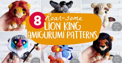 8 Roar-some Lion King Amigurumi... | Top Crochet Patterns Lion Crochet, Finger Puppet Patterns, Free Baby Blanket Patterns, Wildlife Rescue, Lion King Baby, Crochet Lion, Timon And Pumbaa, Puppet Patterns, Animal Slippers