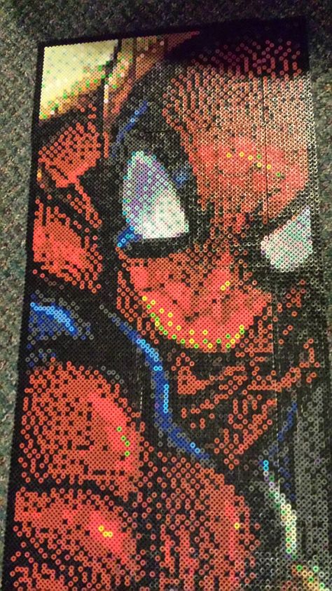 Perler Bead Patterns Spiderman, Spider Man Perler Beads, Melty Bead Designs, Lego Mosaic, Perler Projects, Melty Bead Patterns, Perler Art, Perler Bead Templates, Perler Crafts