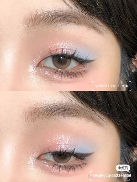 Sky Blue Eye Makeup, Sky Blue Makeup, Sky Blue Eyes, Eyes Ideas, Fun Makeup, Makeup Aesthetic, Blue Makeup, Blue Eye, Light Makeup