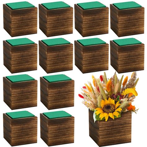 PRICES MAY VARY. Complete Package: the package includes 18 wood planter box, 18 plastic liners, and 18 flower foam blocks, enough quantity and good combinations to meet your needs and replacements, and you can also share some with your friends or family members; Wood vases have no drainage holes Generous Size: the wooden flower boxes, flower foam blocks and the plastic liners are designed in proper sizes, making them suitable for a wide range of plants, the versatile sizes ensure that you can de Wine Bottle Planter, Wooden Flower Boxes, Wood Box Centerpiece, Wood Cube, Rustic Planters, Wood Planter Box, Foam Blocks, Wood Vase, Wedding Garden