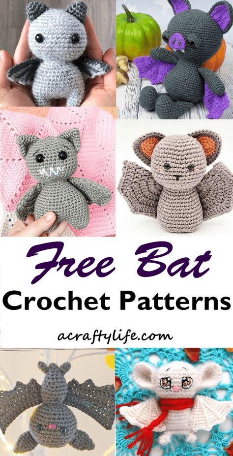 Crochet Halloween Patterns Free, Bat Keychain, Wings Tutorial, Crochet Bat, Quick Crochet Projects, Crochet Animal Amigurumi, Bat Pattern, Halloween Crochet Patterns, Cute Bat