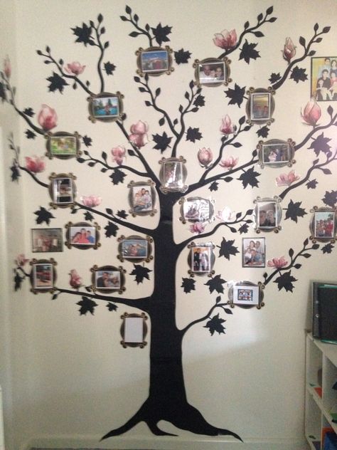 Cardboard family tree for preschool #DanielleMaret #preschool #classroom Family Tree For Preschool, Belonging Tree, Classroom Family Tree, Family Tree Ideas, Standing Banner, Family Tree For Kids, Family Tree Craft, Birthday Tree, Childcare Ideas