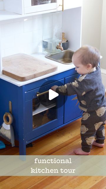 Ayelet | Montessori, Peaceful Parenting, & Attachment on Instagram: "Save for ideas! FAQs below!   We recently made some changes to our functional kitchen so I wanted to share a tour again!  It is a “hacked” IKEA play kitchen courtesy of my mom for my son’s first birthday 🥹  We added the second kitchen to give us more storage and counter space. This worked out really well for us because we had actually had an issue with the original sink when we first got our first kitchen. When we reached out to IKEA about it they just sent us a whole new kitchen. We forgot about it for almost 2 years but now with more space we were trying to figure out how to expand our kitchen and remembered we had that! We were thrilled we had a use instead of it being wasted and we didn’t need the defective sink anyw Montessori Kitchen Station With Mini Fridge, Ikea Kitchen Montessori, Ikea Functional Play Kitchen, Ikea Montessori Kitchen, Montessori Ikea Kitchen, Ikea Kitchen Kids, Montessori Kitchen Station, Functional Play Kitchen, Functional Toddler Kitchen