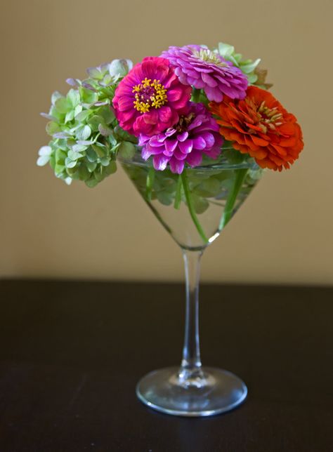 Large martini glass centerpiece