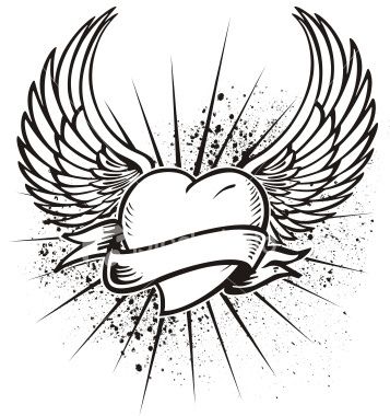 Heart Tattoos Designs 02 | Flickr - Photo Sharing! Winged Stencil, Heart With Wings Tattoo, Alas Tattoo, Simple Heart Tattoos, Images Noêl Vintages, Free Tattoo Designs, Kunst Tattoos, Wing Tattoo Designs, Angel Wings Tattoo