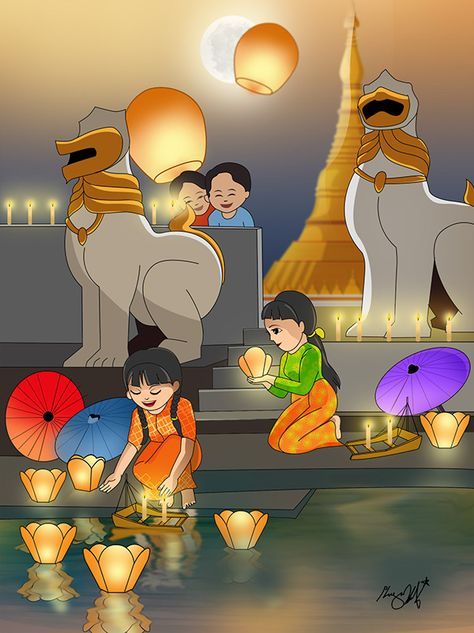 Myanmar Festival Cartoon, သတင်းကျွတ် Photo, Thadingyut Drawing, Thadingyut Festival Illustration, သီတင်းကျွတ် Photo Drawing, กระทง การ์ตูน, သီတင်းကျွတ် Photo, သီတင်းကျွတ် Photo Myanmar, Thadingyut Festival Drawing